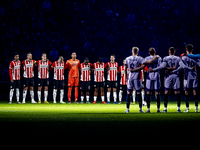 A minute of silence takes place for the victims in Spain during the match between PSV and Girona at the Philips Stadium for the UEFA Champio...