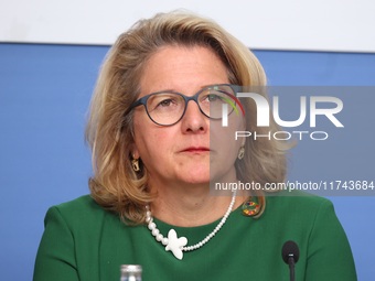 Svenja Schulze, Federal Minister for Economic Cooperation and Development, attends the press conference for 25 years of the Civil Peace Serv...