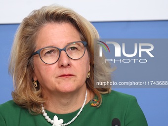 Svenja Schulze, Federal Minister for Economic Cooperation and Development, attends the press conference for 25 years of the Civil Peace Serv...