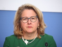 Svenja Schulze, Federal Minister for Economic Cooperation and Development, attends the press conference for 25 years of the Civil Peace Serv...