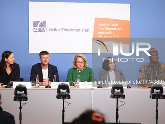 Alexander Mauz, spokesperson for the Civil Peace Service, Svenja Schulze, Federal Minister for Economic Cooperation and Development, Oksana...