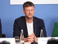 Alexander Mauz, spokesperson for the Civil Peace Service, attends the press conference for the 25th anniversary of the Civil Peace Service i...