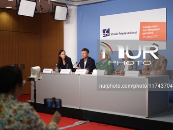 Alexander Mauz, spokesperson for the Civil Peace Service, Svenja Schulze, Federal Minister for Economic Cooperation and Development, Oksana...