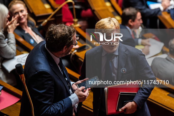 Marc Fesneau, President of the Group of the Democrats and former Minister of Agriculture, participates in the government question session in...