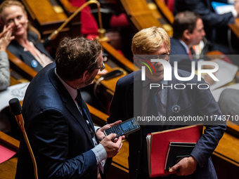 Marc Fesneau, President of the Group of the Democrats and former Minister of Agriculture, participates in the government question session in...