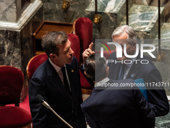 French Prime Minister Michel Barnier is at the National Assembly for question time in Paris, France, on November 5, 2024. (