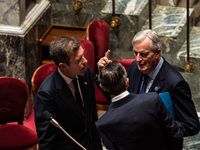 French Prime Minister Michel Barnier is at the National Assembly for question time in Paris, France, on November 5, 2024. (