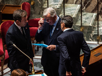 French Prime Minister Michel Barnier is at the National Assembly for question time in Paris, France, on November 5, 2024. (