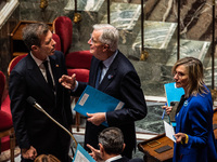 French Prime Minister Michel Barnier is at the National Assembly for question time in Paris, France, on November 5, 2024. (