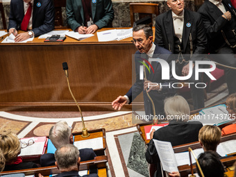 Interior Minister Bruno Retailleau is at the National Assembly for question time in Paris, France, on November 5, 2024. (