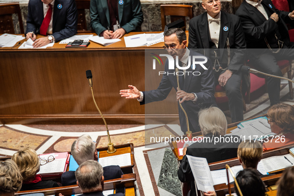 Interior Minister Bruno Retailleau is at the National Assembly for question time in Paris, France, on November 5, 2024. 