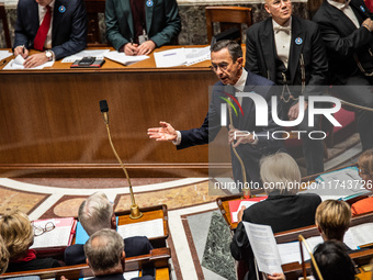 Interior Minister Bruno Retailleau is at the National Assembly for question time in Paris, France, on November 5, 2024. (