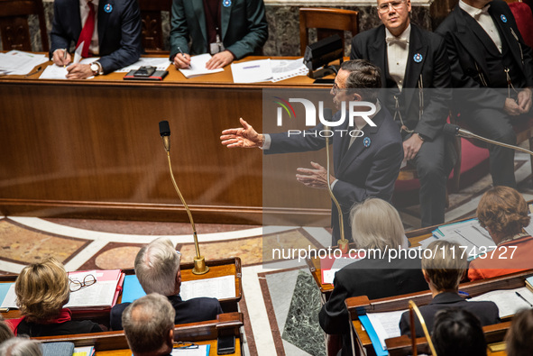 Interior Minister Bruno Retailleau is at the National Assembly for question time in Paris, France, on November 5, 2024. 