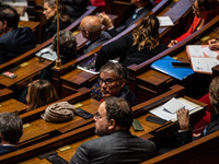 Olivier Faure, President of the Socialist Group, is in Parliament during the question session to the government in Paris, France, on Novembe...