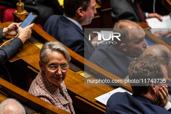 Elisabeth Borne, former Prime Minister and deputy of Together for the Republic, is in Parliament in Paris, France, on November 5, 2024. 