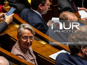 Elisabeth Borne, former Prime Minister and deputy of Together for the Republic, is in Parliament in Paris, France, on November 5, 2024. (