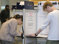 American citizens go to polling centers to elect the new US President during the Presidential Election 2024 in Washington DC, USA, on Novemb...