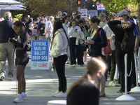 American citizens go to polling centers to elect the new US President during the Presidential Election 2024 in Washington DC, USA, on Novemb...