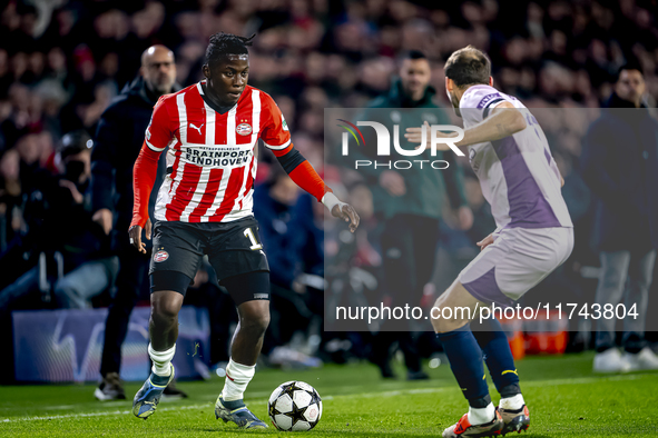 PSV Eindhoven forward Johan Bakayoko plays during the match between PSV and Girona at the Philips Stadium for the UEFA Champions League - Le...