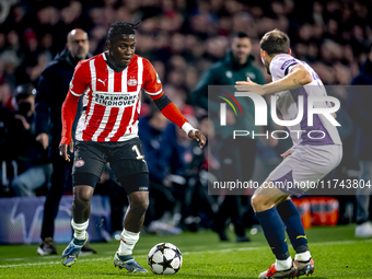 PSV Eindhoven forward Johan Bakayoko plays during the match between PSV and Girona at the Philips Stadium for the UEFA Champions League - Le...