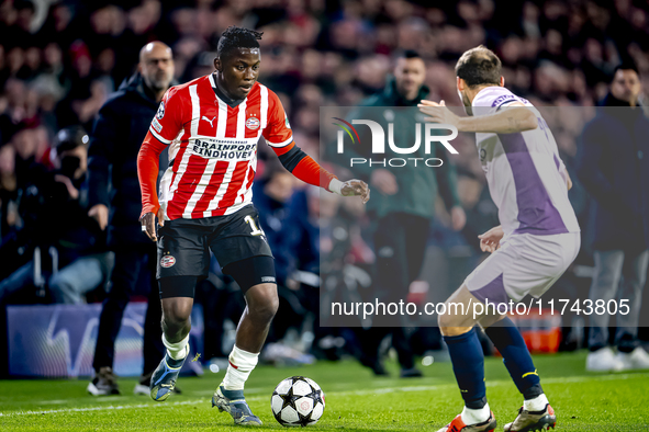 PSV Eindhoven forward Johan Bakayoko plays during the match between PSV and Girona at the Philips Stadium for the UEFA Champions League - Le...