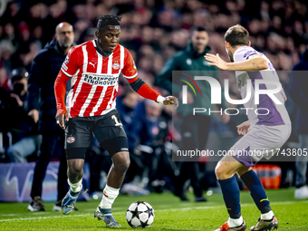 PSV Eindhoven forward Johan Bakayoko plays during the match between PSV and Girona at the Philips Stadium for the UEFA Champions League - Le...