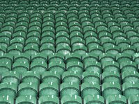 Stadium seats are empty before the UEFA Champions League match between Sporting CP and Manchester City at Jose Alvalade Stadium in Lisbon, P...