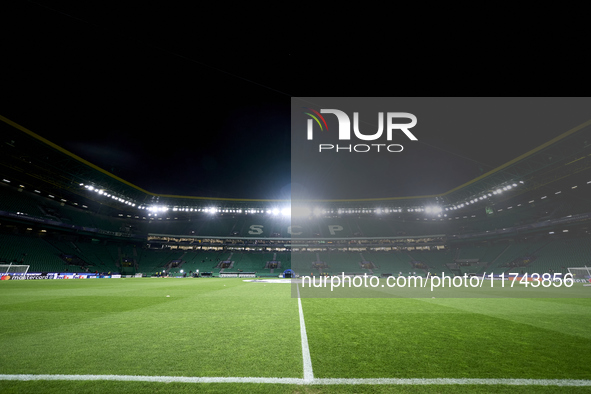 A general view inside the stadium prior to the UEFA Champions League match between Sporting CP and Manchester City at Jose Alvalade Stadium...