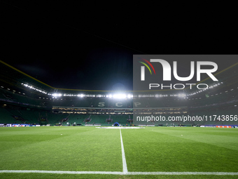 A general view inside the stadium prior to the UEFA Champions League match between Sporting CP and Manchester City at Jose Alvalade Stadium...