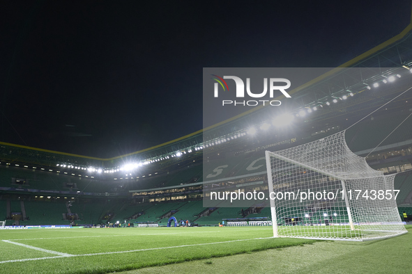 A general view inside the stadium prior to the UEFA Champions League match between Sporting CP and Manchester City at Jose Alvalade Stadium...