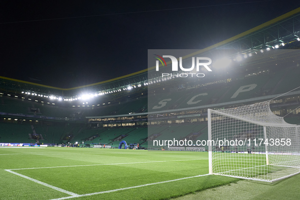 A general view inside the stadium prior to the UEFA Champions League match between Sporting CP and Manchester City at Jose Alvalade Stadium...