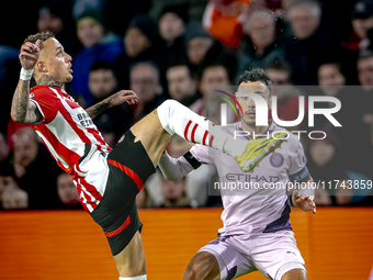 PSV Eindhoven forward Noa Lang plays during the match between PSV and Girona at the Philips Stadium for the UEFA Champions League - League p...