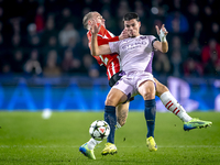 PSV Eindhoven defender Rick Karsdorp and Girona FC defender Miguel Gutierrez play during the match between PSV and Girona at the Philips Sta...