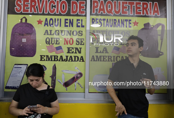 People outside the United States embassy in Mexico City, Mexico, on November 5, 2024, go to the United States embassy for the elections in t...