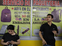 People outside the United States embassy in Mexico City, Mexico, on November 5, 2024, go to the United States embassy for the elections in t...