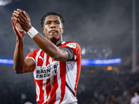 PSV Eindhoven defender Ryan Flamingo scores the 1-0 and celebrates the goal during the match between PSV and Girona at the Philips Stadium f...