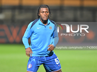 Donnell McNeilly of Chelsea warms up during the EFL Trophy match between Cambridge United and Chelsea Under 21s at the Cledara Abbey Stadium...