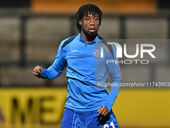 Reiss Russell Denny of Chelsea warms up during the EFL Trophy match between Cambridge United and Chelsea Under 21s at the Cledara Abbey Stad...