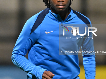 Reiss Russell Denny of Chelsea warms up during the EFL Trophy match between Cambridge United and Chelsea Under 21s at the Cledara Abbey Stad...