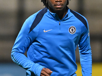 Reiss Russell Denny of Chelsea warms up during the EFL Trophy match between Cambridge United and Chelsea Under 21s at the Cledara Abbey Stad...