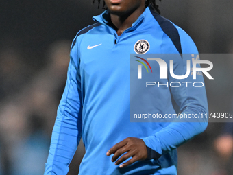 Donnell McNeilly of Chelsea warms up during the EFL Trophy match between Cambridge United and Chelsea Under 21s at the Cledara Abbey Stadium...