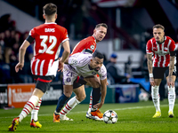 Girona FC midfielder Yangel Herrera and PSV Eindhoven forward Luuk de Jong play during the match between PSV and Girona at the Philips Stadi...