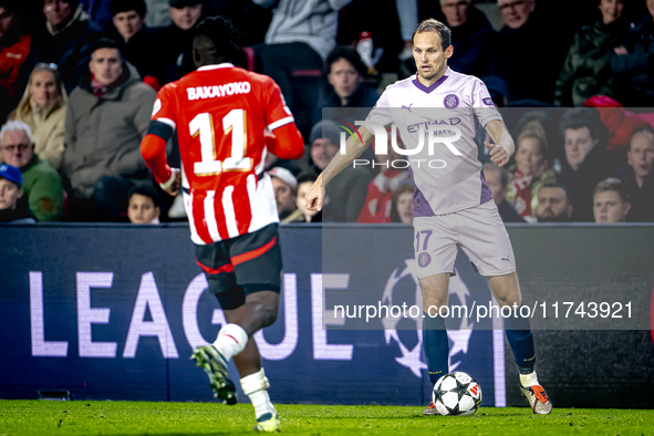 Girona FC defender Daley Blind plays during the match between PSV and Girona at the Philips Stadium for the UEFA Champions League - League p...