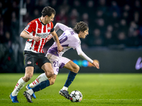 PSV Eindhoven defender Olivier Boscagli and Girona FC forward Bryan Gil play during the match between PSV and Girona at the Philips Stadium...