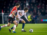 PSV Eindhoven defender Olivier Boscagli and Girona FC forward Bryan Gil play during the match between PSV and Girona at the Philips Stadium...