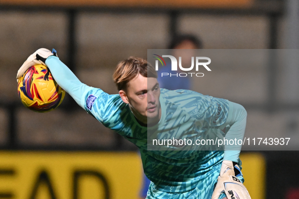 Goalkeeper Lucas Bergstrom (47 Chelsea) is in action during the EFL Trophy match between Cambridge United and Chelsea Under 21s at the Cleda...