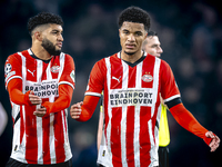 PSV Eindhoven midfielder Ismael Saibari and PSV Eindhoven midfielder Malik Tillman play during the match between PSV and Girona at the Phili...