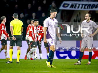 Girona FC defender Daley Blind appears dejected during the match between PSV and Girona at the Philips Stadium for the UEFA Champions League...