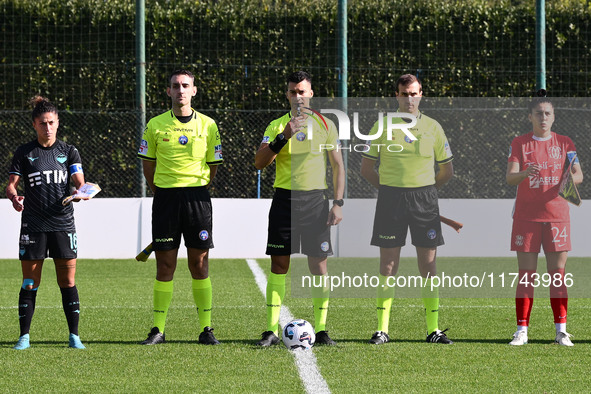 Referee Alessio Amadei officiates during the round of 16 of Coppa Italia Femminile between S.S. Lazio and F.C. Como at the Mirko Fersini Sta...