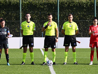 Referee Alessio Amadei officiates during the round of 16 of Coppa Italia Femminile between S.S. Lazio and F.C. Como at the Mirko Fersini Sta...